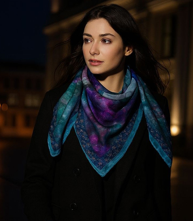 Elegant women's scarf with an insane 70x70 pattern