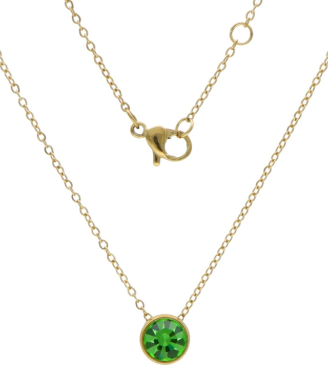 Necklace green steel birthstone august