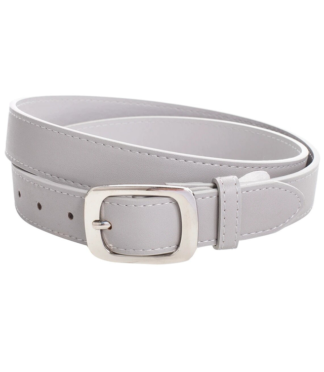 Smooth women's eco leather belt with silver buckle 3 cm