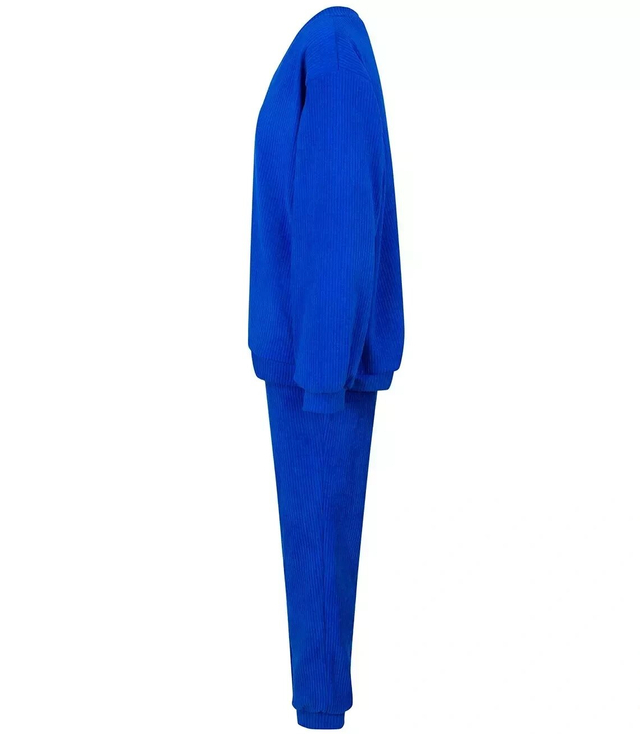Women's corduroy tracksuit composed of a sweatshirt and trousers. Loose cut