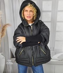 Women's insulated winter jacket with hood and welt IRINA