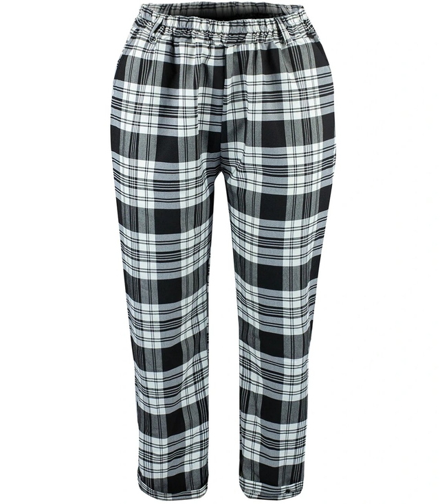 Elegant AMANDA plus size checkered fabric trousers