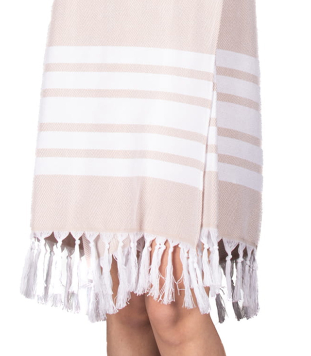 Velcro sauna pareo with striped tassels