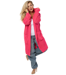 Cardigan Long Chunky Braid Wool Sweater