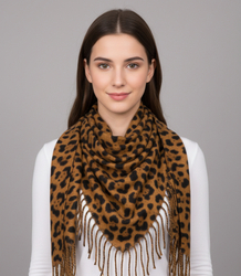 Warm panther scarf with tassels