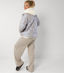Quilted jacket with pearl sheen and tracksuit inserts ARIA