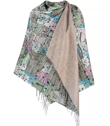 Spring shawl bandana shawl cats viscose cats