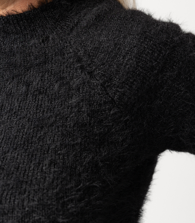 Fluffy short sweater with round neck MILA