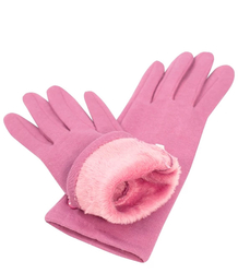 Women's gloves insulated with fur buttons Touch Five-fingered