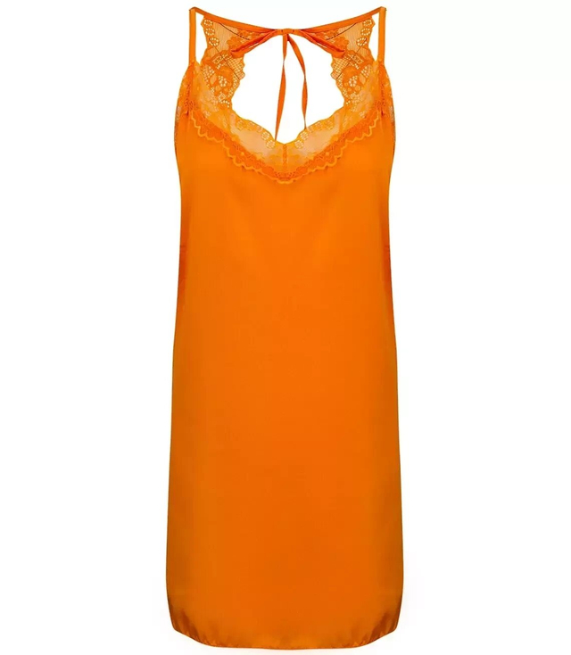 Bieliźniana satynowa sukienka koronka mini