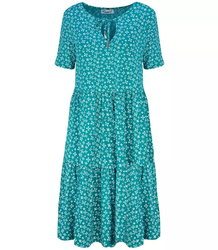 Trapeze summer dress with a white MIDI print