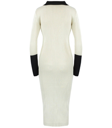 Elegant ribbed dress with a LILA collar