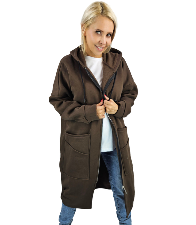 Long women's hoodie. Warm, nice material. Zipper BETH