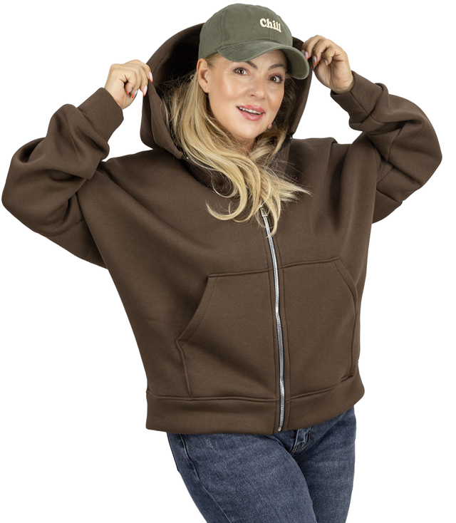 Warm women's sweatshirt one-color basic with hood BROOKLYN