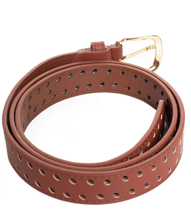 Women's eco leather belt with decorative holes 3 cm