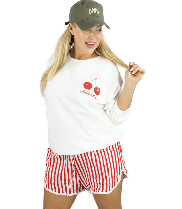 Women's oversize sweatshirt cherry print CHERRY PERFECTION