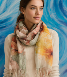 Damski szal z ponadczasowym kwiecistym wzorem 180x70