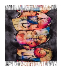 Abstract shawl scarf multicolored elegant with tassels