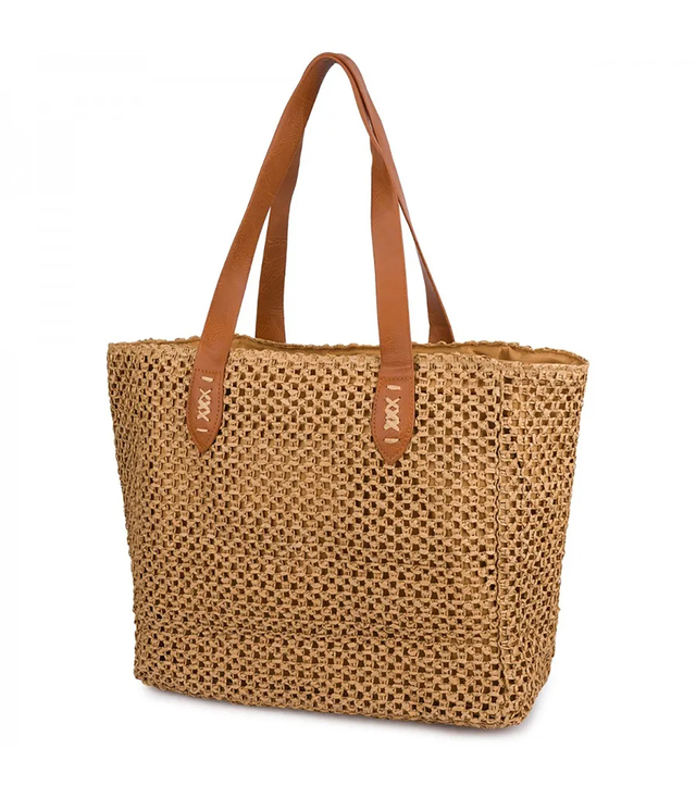 Large braided shoper bag Stylish with inscription PARIS