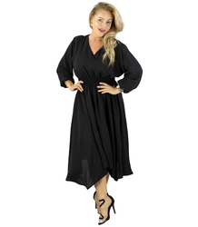ADELE midi dress with elastic waist and v-neckline