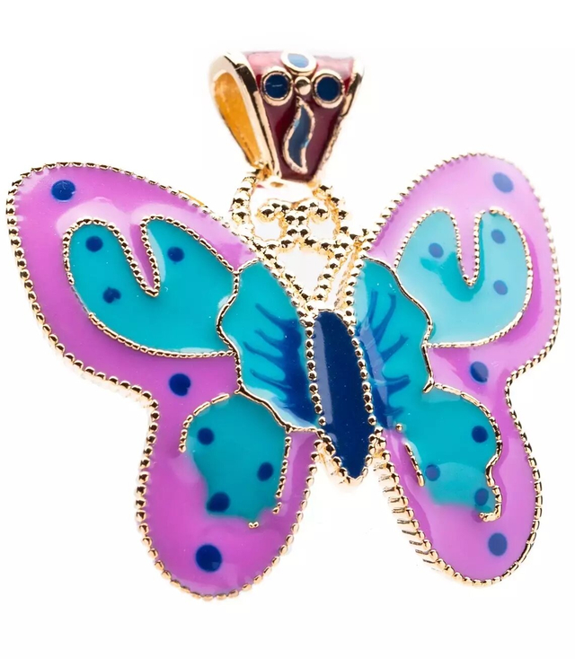 Large colorful gold butterfly pendant