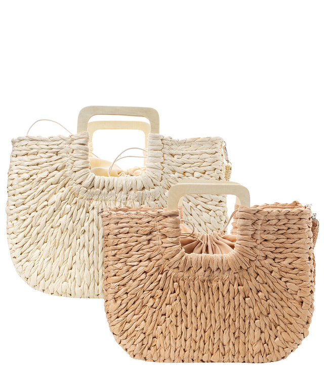 Basket summer bag bag rigid braided square handles