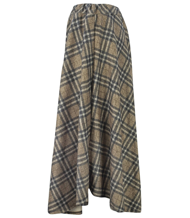Spódnica rozkloszowana w kratę midi maxi