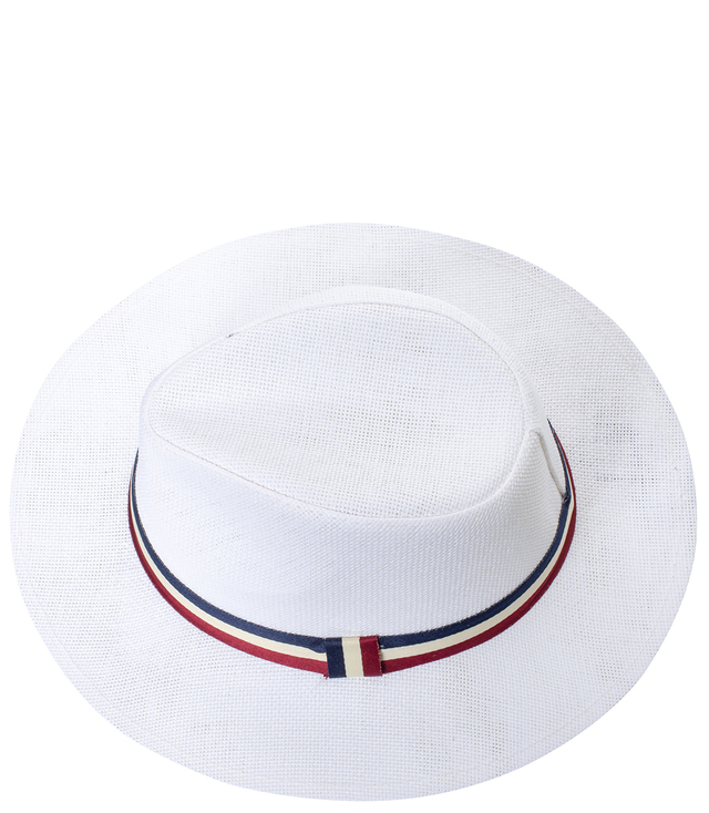 Men's Panama hat with three-color stripe