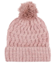 Warm women's beanie with pompom wave weave autumn winter hat 