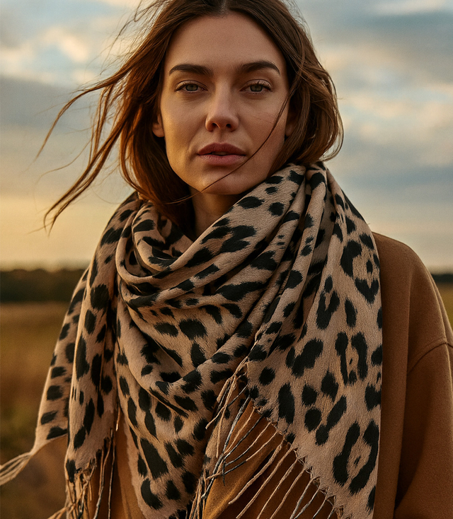 Women's scarf with panther fashion pattern 100x100