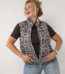 Short double-sided sleeveless smooth and leopard print NORA