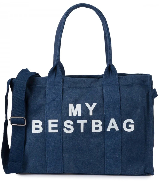 Large shopper bag one-color with the inscription "My Bestbag"