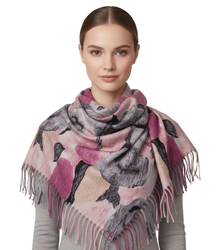 Multicolored elegant women's floral scarf with tassels