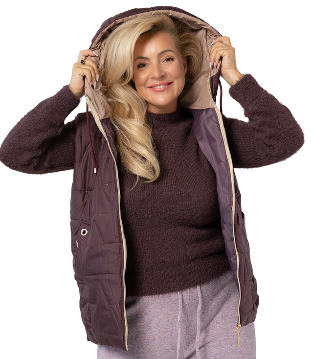 Women's quilted sleeveless hooded jacket MARINA