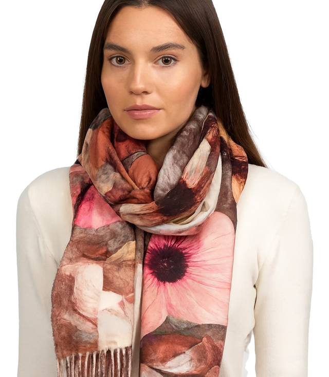 Square shawl scarf for women with tassels AGRAFKA