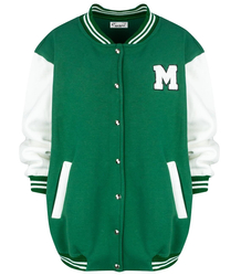 Loose, college-style baseball sweatshirt