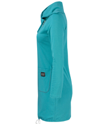 Thin long sweatshirt with a diagonal zipper and a BEATA neck warmer