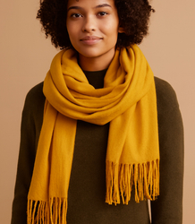 Soft large shawl with tassels uniform classic