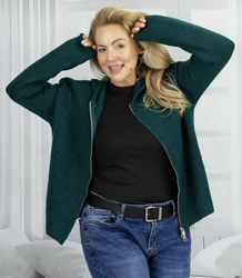 Short unzipped hooded cardigan sweater with zipper NORA