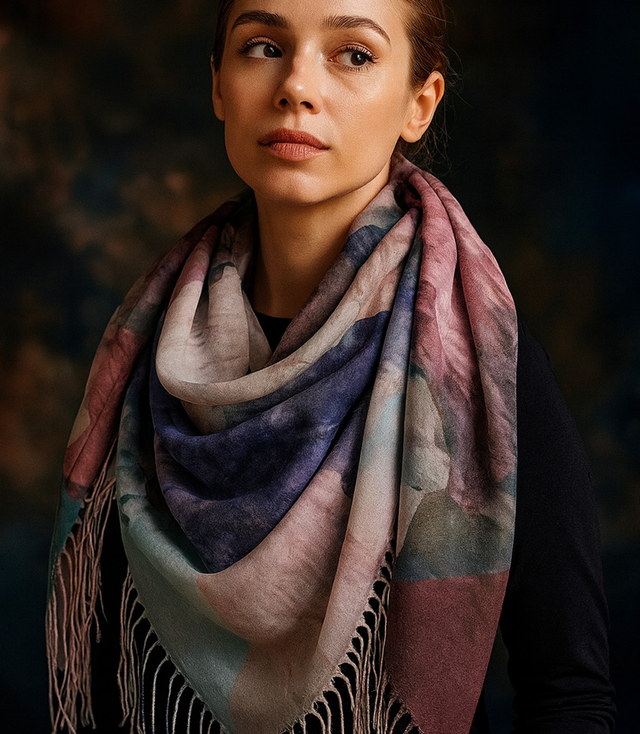 Women's scarf with floral pattern 100x100