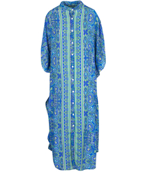Long ethnic BAT dress with colorful patterns, NOVENTA silk