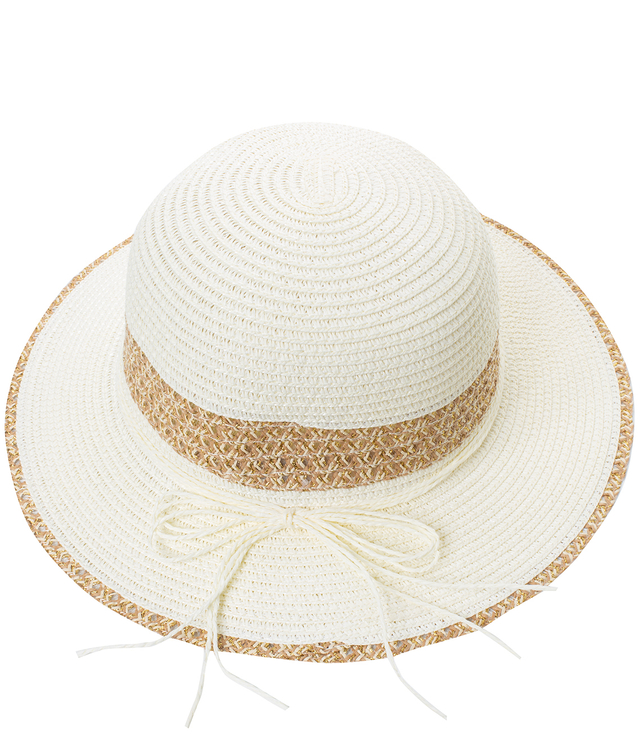 Women's straw hat chapeau-cloche gold thread