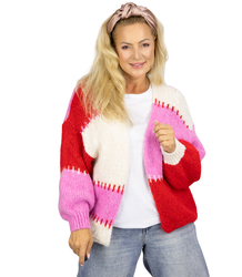 Krótki kardigan sweter bez zapięcia szerokie pasy VALENTINA