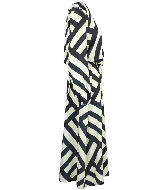 Elegant maxi dress with a geometric pattern. Unusual MARIBEL