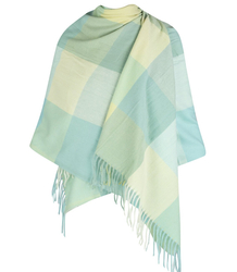 Warm shawl scarf checkered pastel knitted fabric