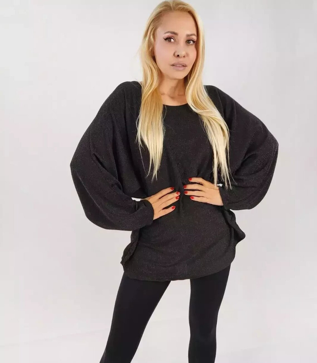 Sweter bluzka OVERSIZE brokatowy połysk Elegancki
