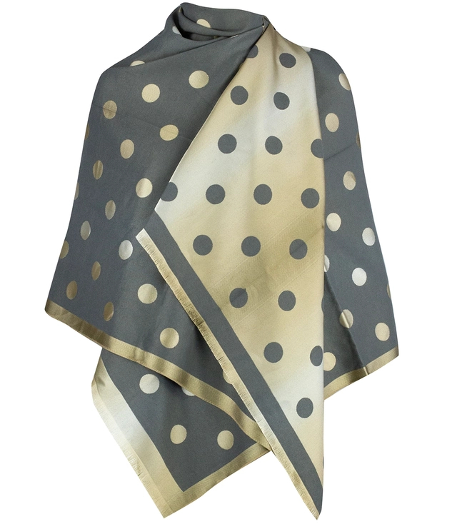 Elegant double-sided scarf with gold thread and pea pattern