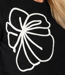 Classic women's sweater with 3D flower applique CLASSIC BLOOM
