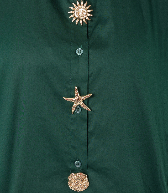 Long classic shirt with decorative brooches GOLDEN BEACH