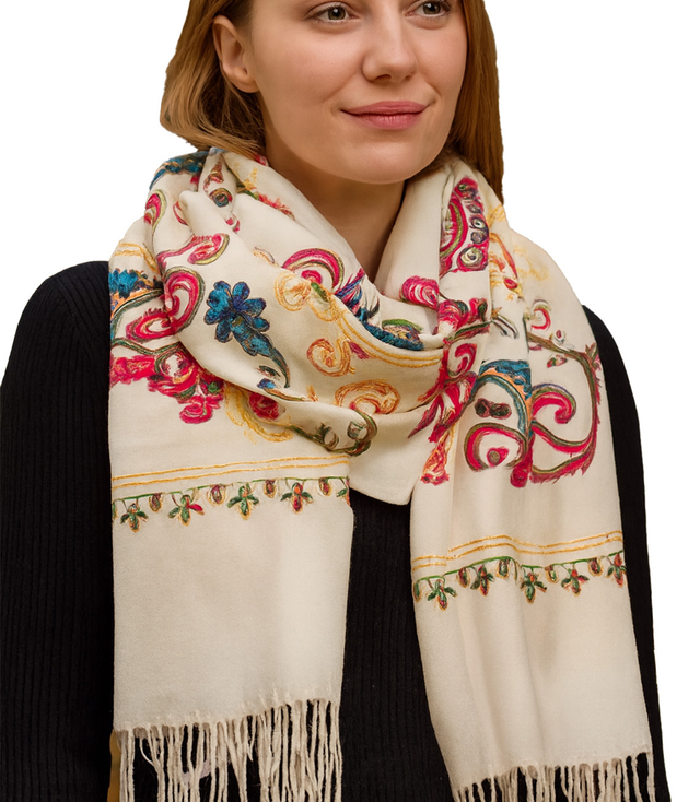 Women's scarf with floral ornament stylish